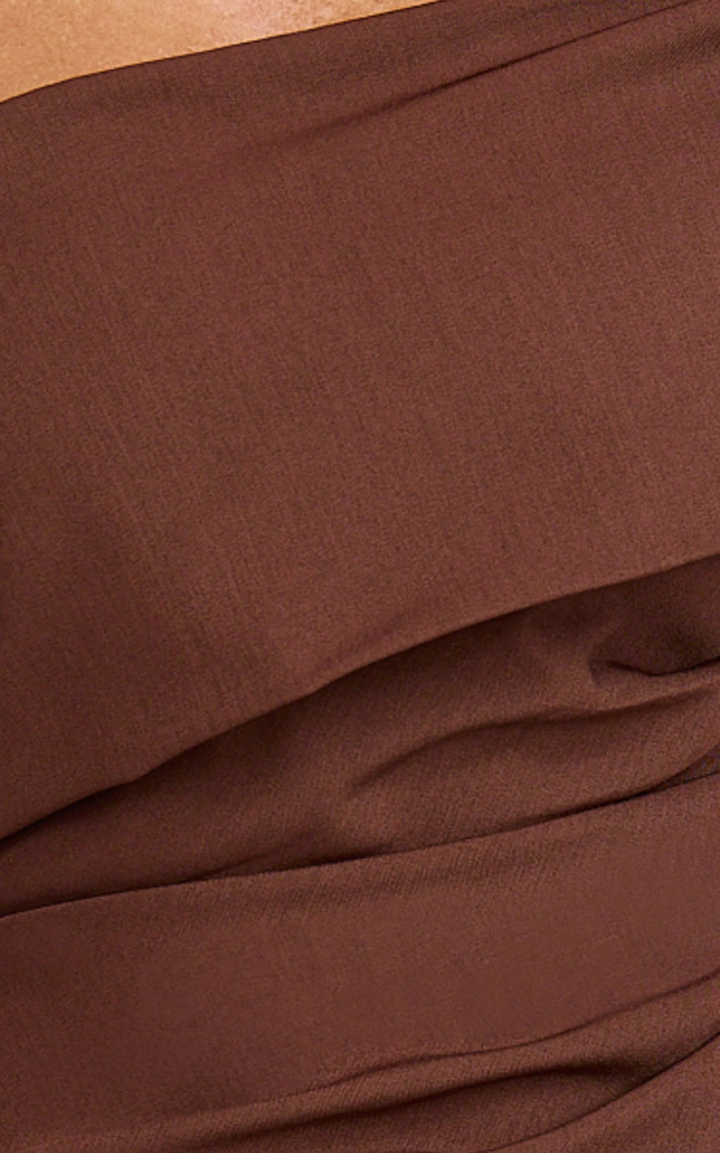 Pearce Maxi Dress - Gathered One Sleeve Bodycon Dress in Brown