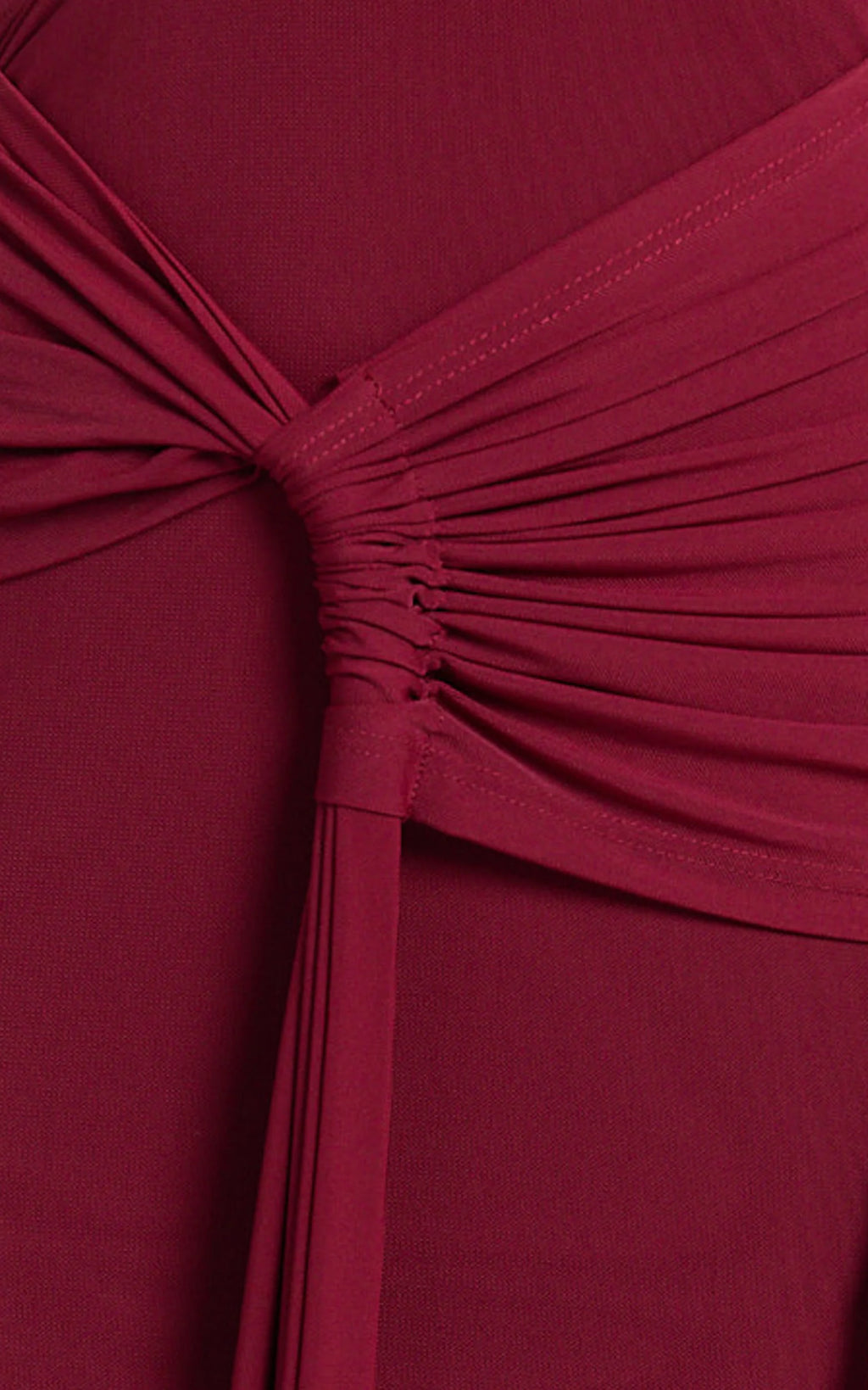 Mandy Midi Dress - Knot Detail Cut Out Mesh Dress in Wine