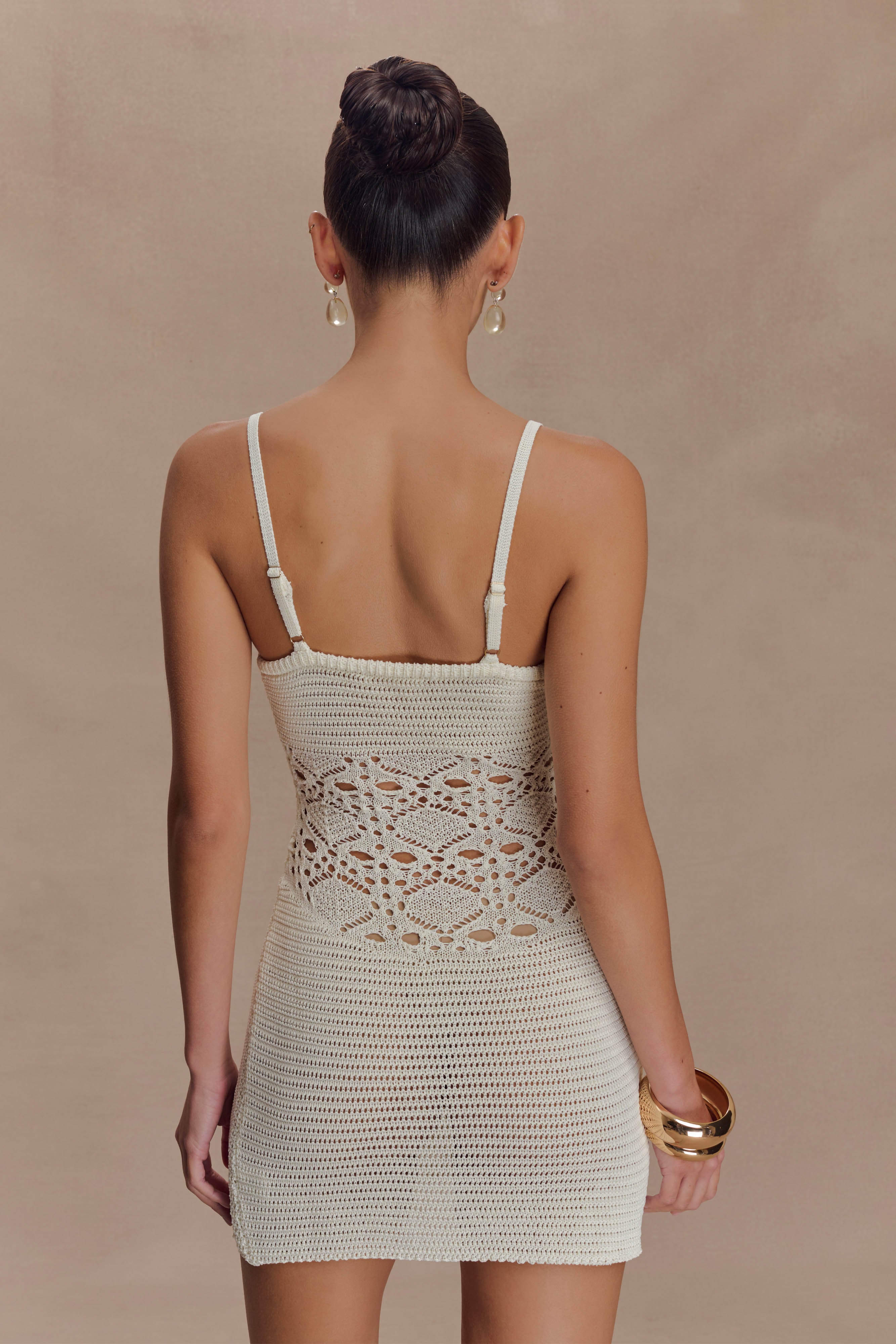 Everette Crochet Knit Mini Dress - Ivory