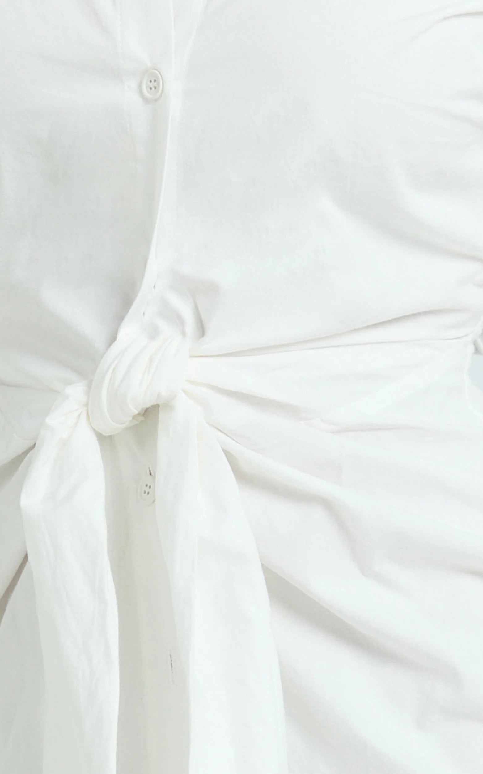 Duncan Mini Dress - Long Sleeve Tie Waist Shirt Dress in White